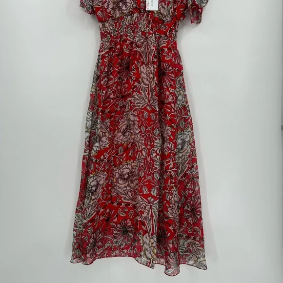 Le Ragazze Women’s Small Red Floral Italian Luxe Maxi A Line Summer Dress - Picture 2 of 7